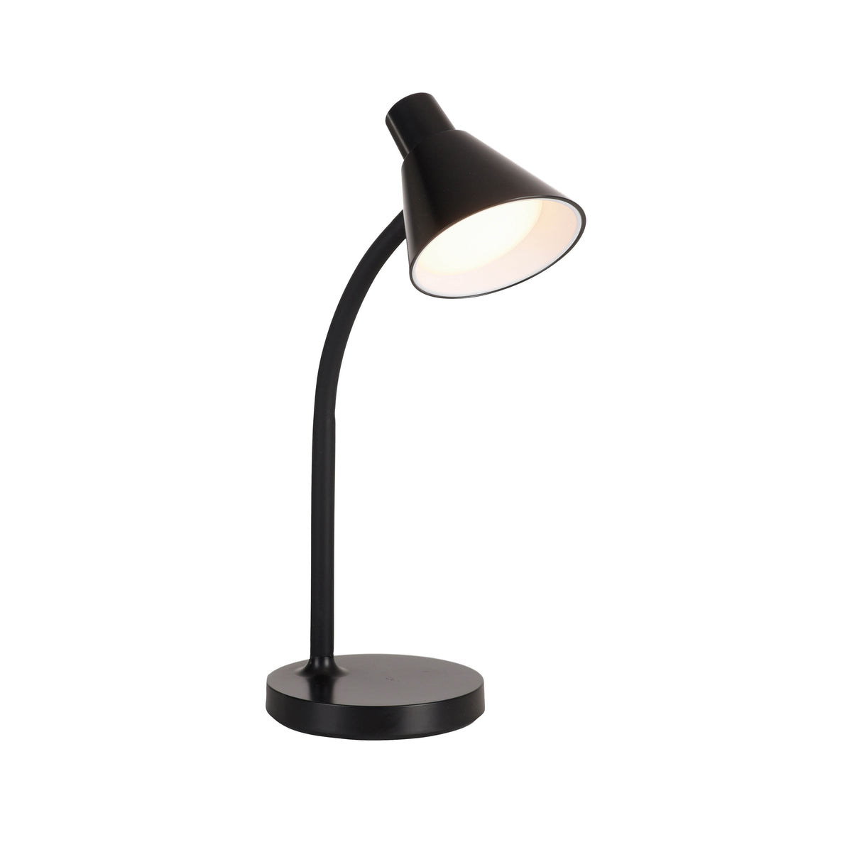Vue de trois quarts de la lampe noire sur fond blanc détouré
