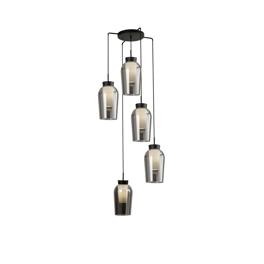 Suspension Nora 5 lumières, verre