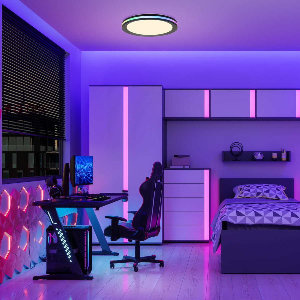Plafonnier LED Gamer avec télécommande RGB