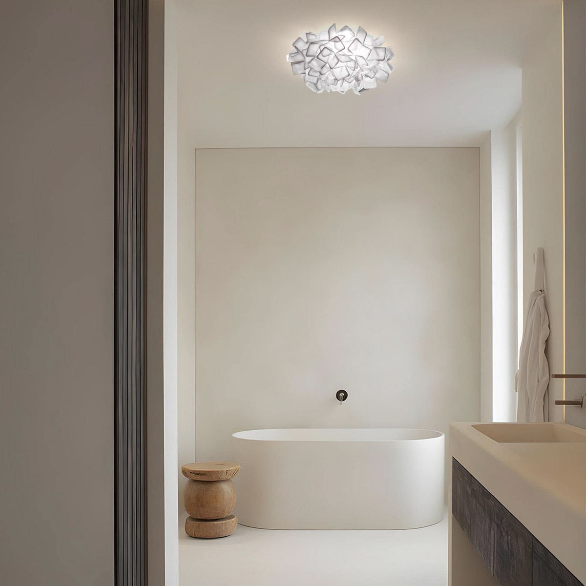 Applique murale Clizia, blanc, 2 lumières, Ø 53 cm