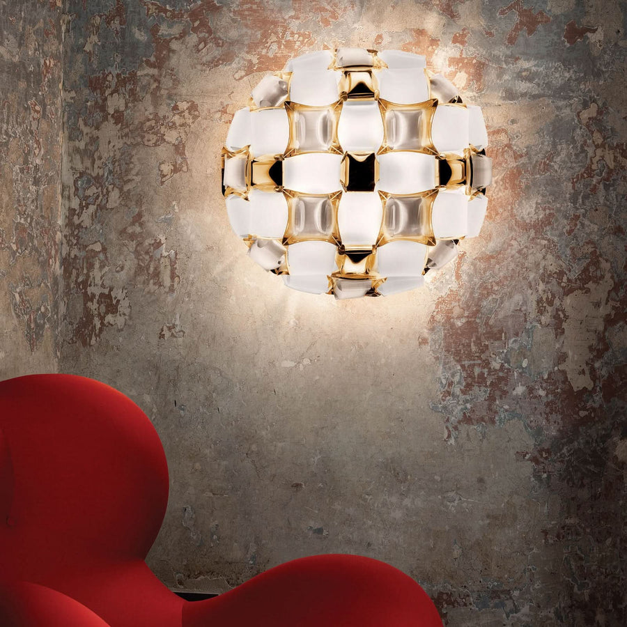 Applique murale Mida, or et blanc, 3 lumières, Ø 50 cm