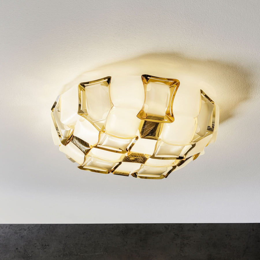 Applique murale Mida, or et blanc, 3 lumières, Ø 50 cm