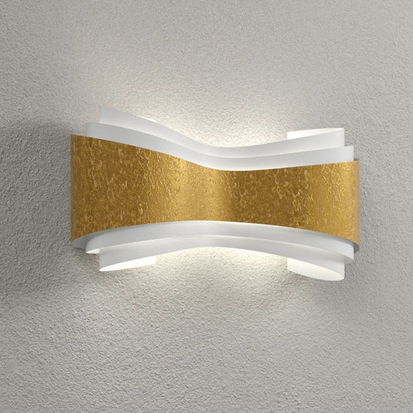 Applique murale Ionica en acier, or et blanc, hauteur 20 cm