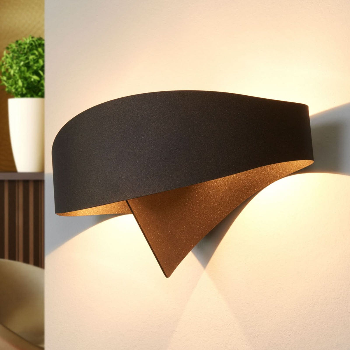 Applique murale Scudo en acier, bronze, 2 lumières, hauteur 16 cm