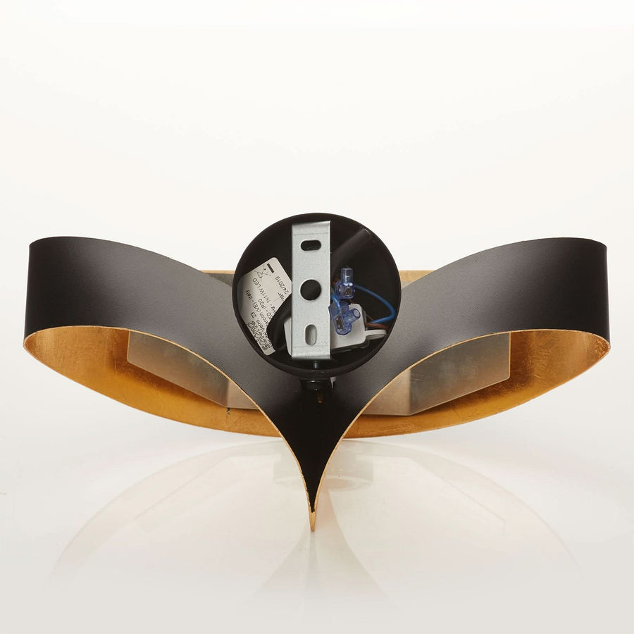 Applique murale LED en acier, noir et or, hauteur 16 cm