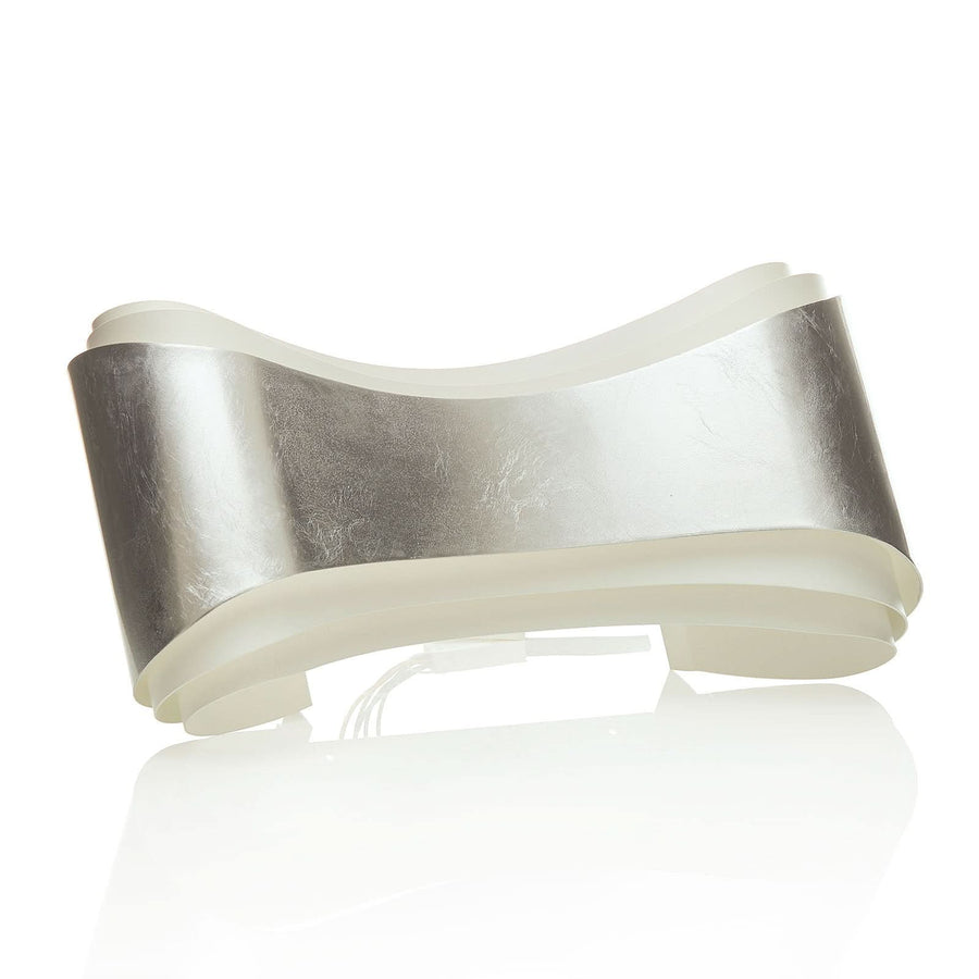 Applique murale LED Ionica en verre, feuille d'argent et blanc satiné, hauteur 20 cm