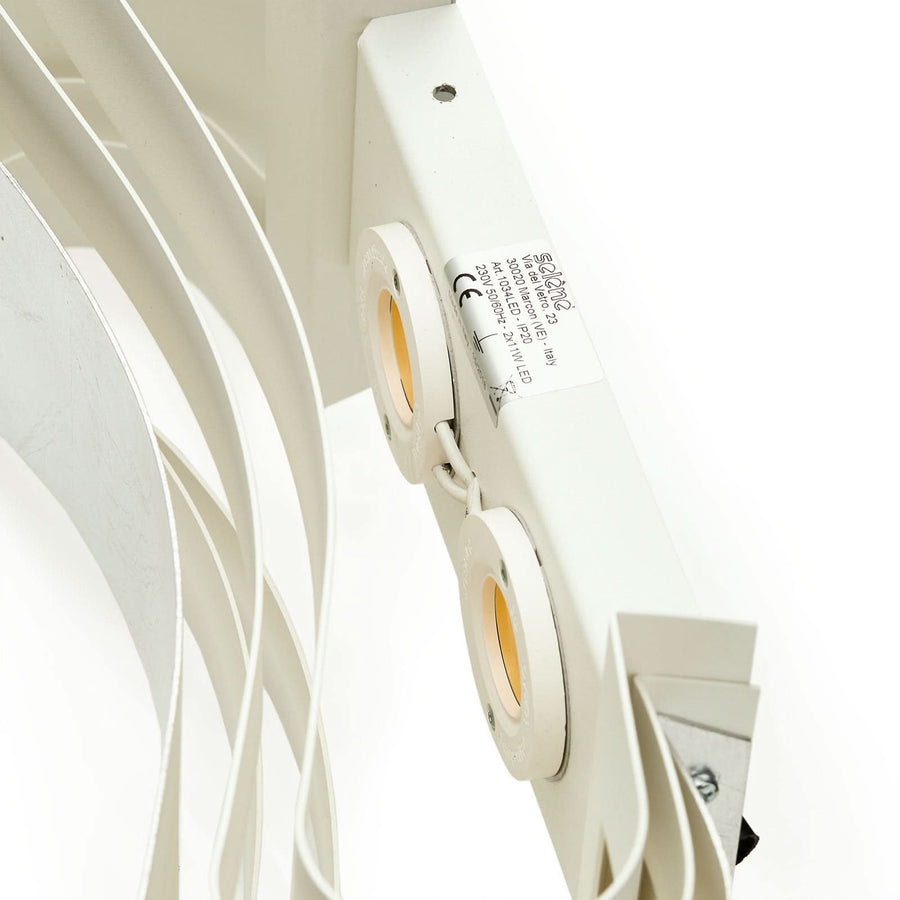 Applique murale LED Ionica en verre, feuille d'argent et blanc satiné, hauteur 20 cm