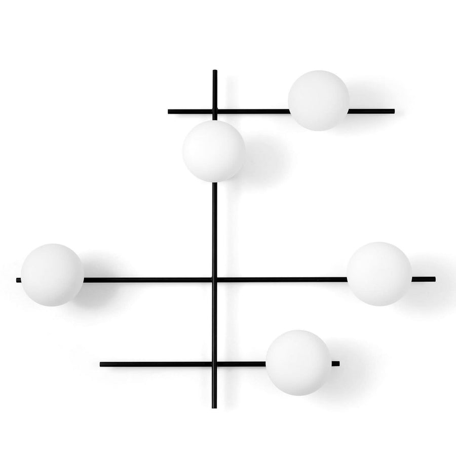 Applique murale Mikado en verre, noir et blanc, 5 lumières, hauteur 120 cm