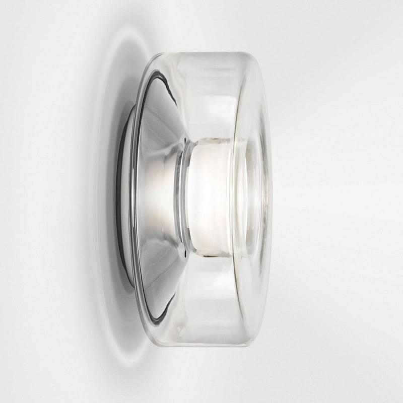 Applique murale LED Curling Wall S en verre, transparent, Ø 17,5 cm