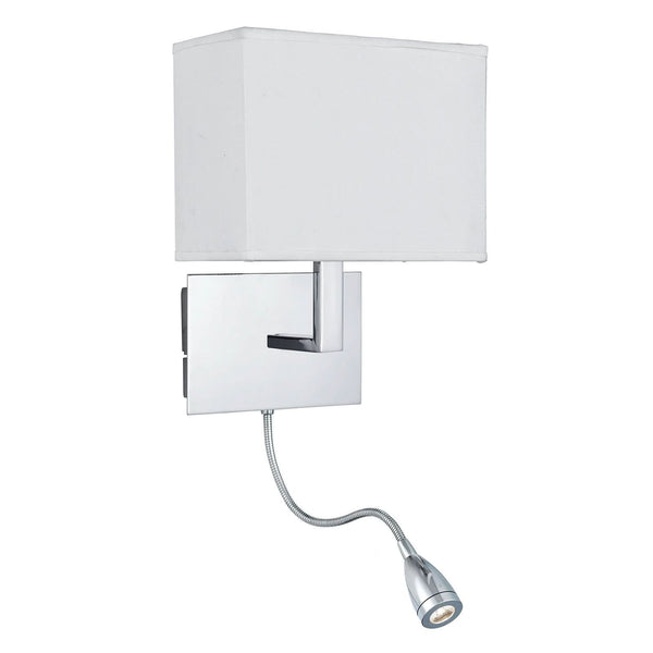 Applique murale 6519 en tissu, chrome et blanc, hauteur 26 cm