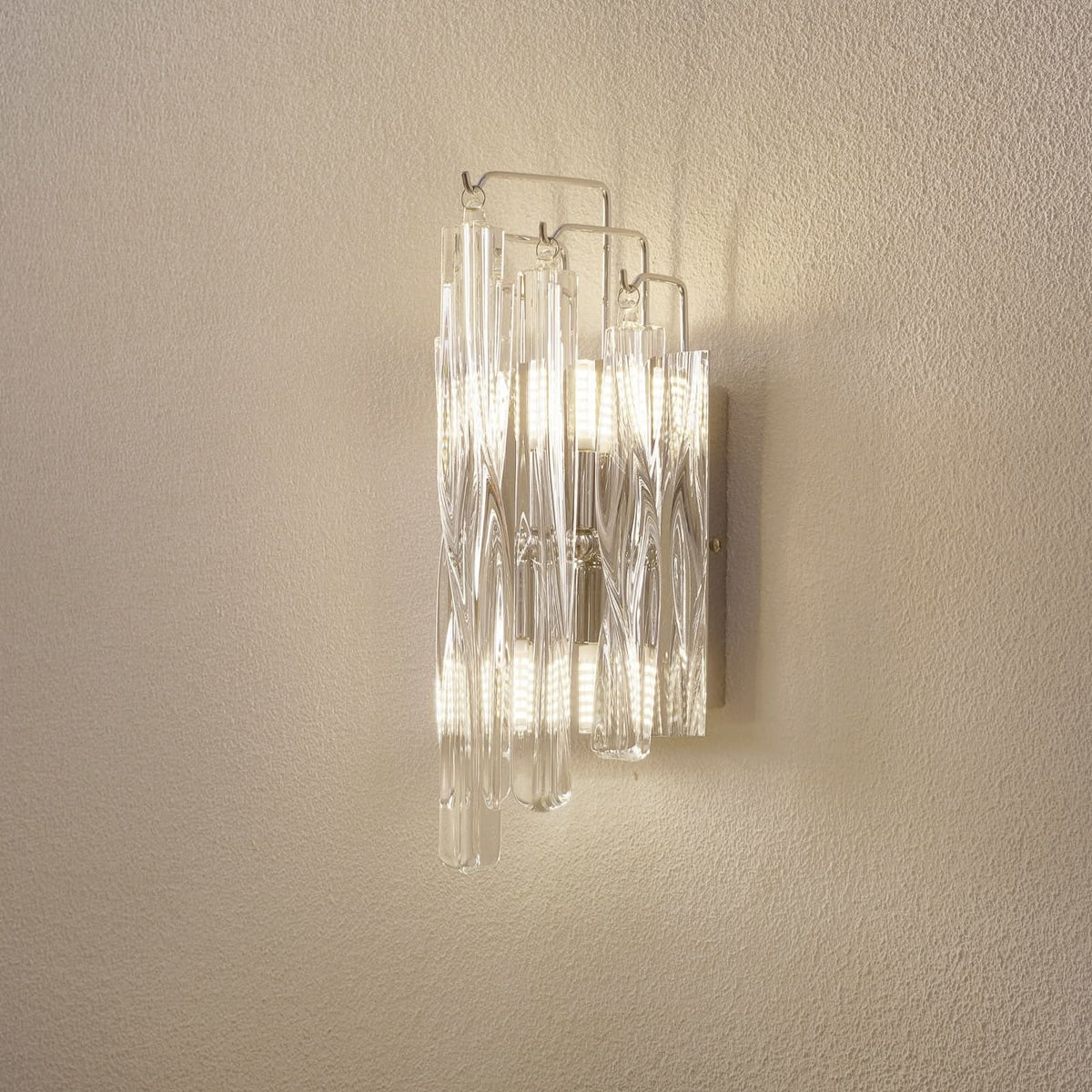 Applique murale Manacor en verre, transparent et chromé, 2 lumières, hauteur 32 cm