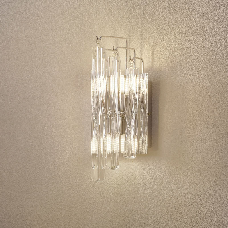 Applique murale Manacor en verre, transparent et chromé, 2 lumières, hauteur 32 cm