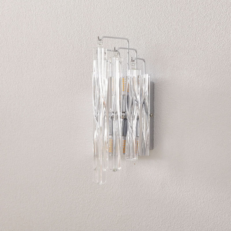 Applique murale Manacor en verre, transparent et chromé, 2 lumières, hauteur 32 cm