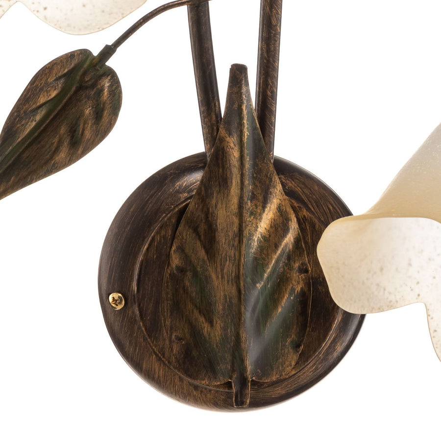 Applique murale Miranda en verre, bronze et vert, 2 lumières, hauteur 48 cm