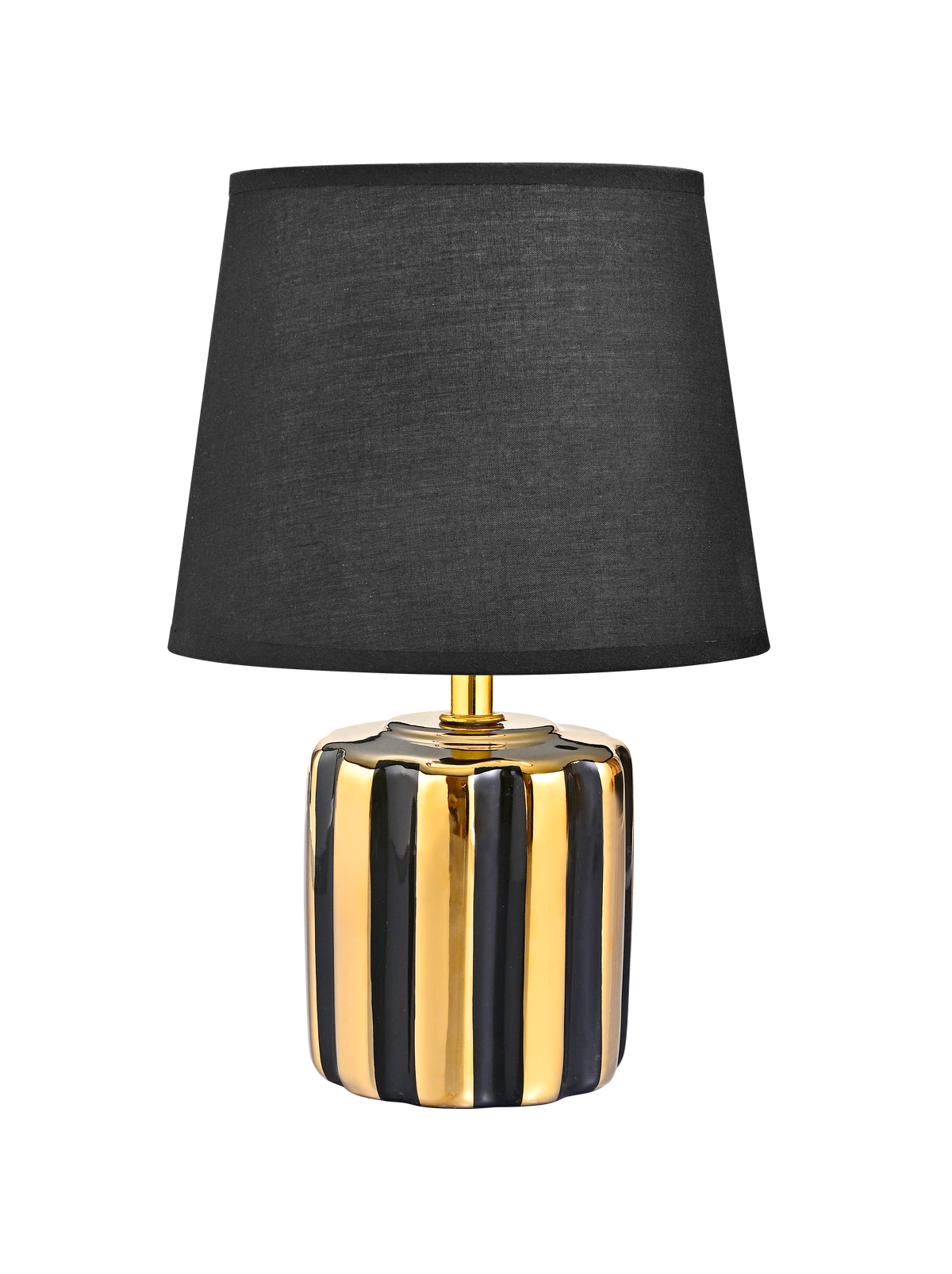 Lampe à poser noire et dorée, céramique, H 28,5 cm