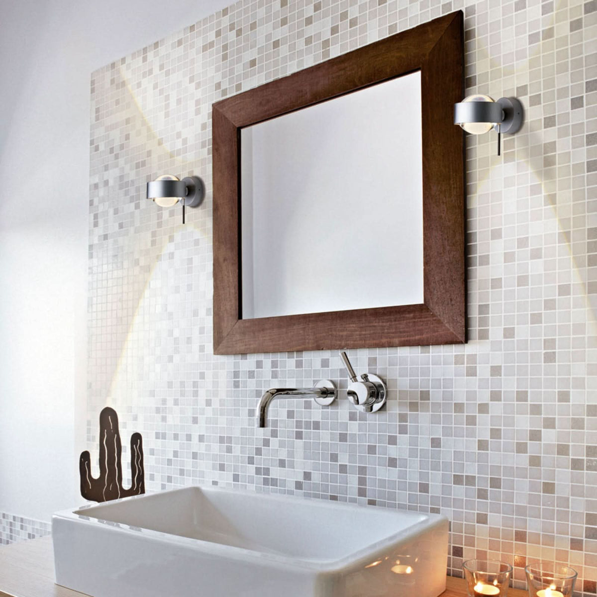Applique murale Puk Wall Mini en verre, chromé mat, hauteur 6,5 cm