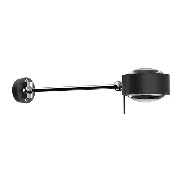 Applique murale LED Puk Maxx Hotel en aluminium, noir mat et transparent, hauteur 7,5 cm