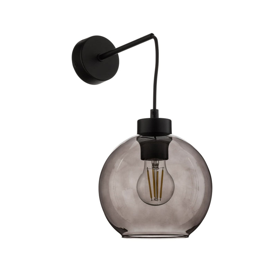 Applique murale Cubus en verre, gris fumée transparent et noir, hauteur 30 cm