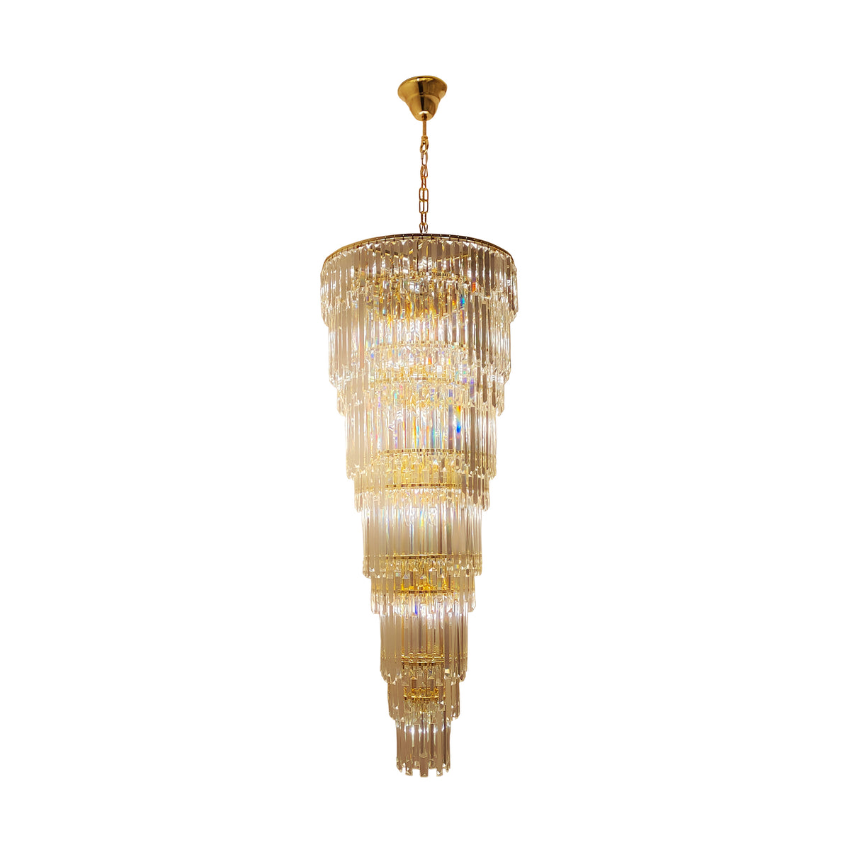 Suspension Luxe dorée, verre, L 61 cm