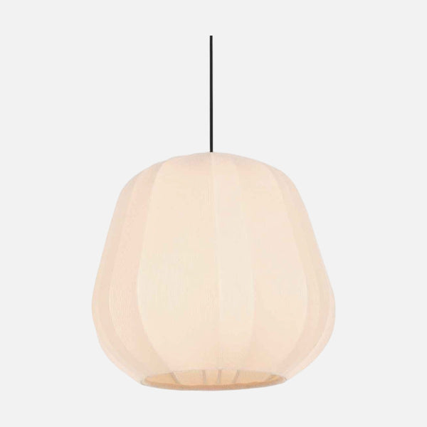 Cream linen lantern pendant light, Ø 28 cm, adjustable height | Sanded