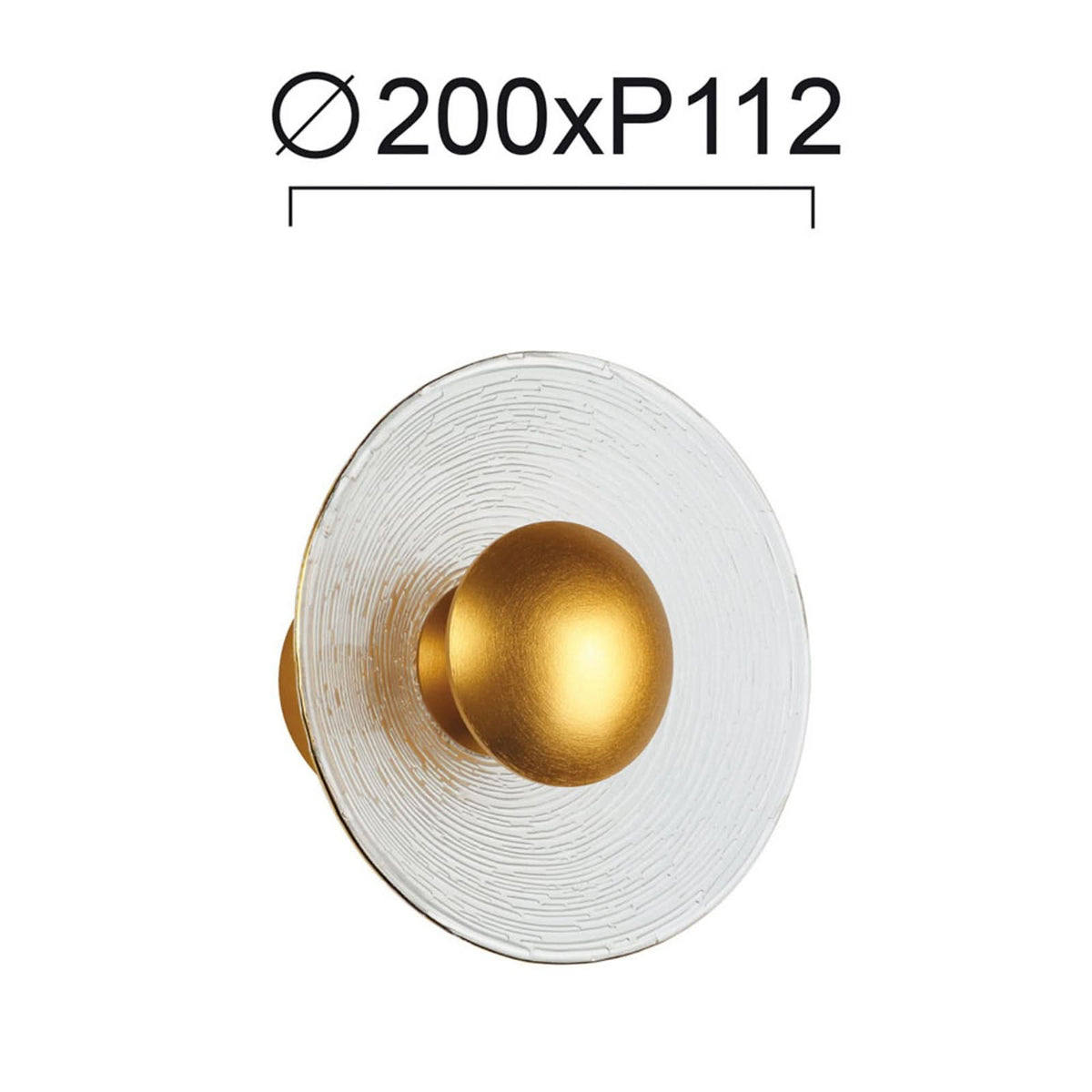Applique murale LED Glamour en verre, or et transparent, Ø 20 cm