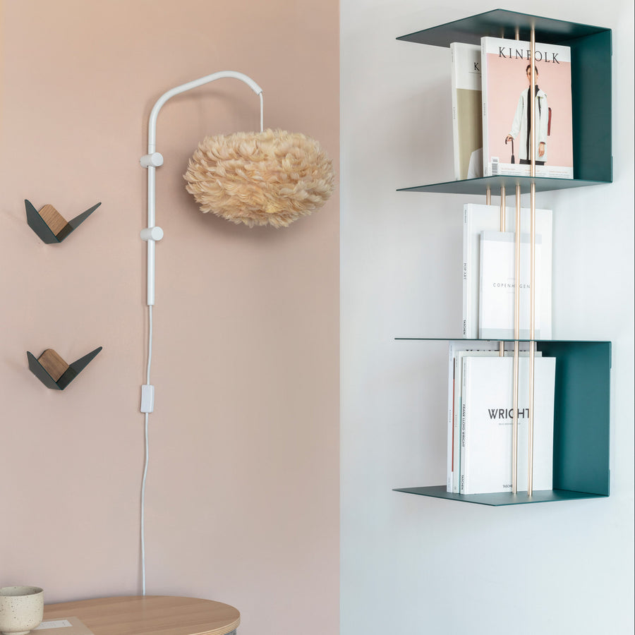 Applique murale Eos Willow en aluminium, blanc et marron clair, hauteur 50,1 cm