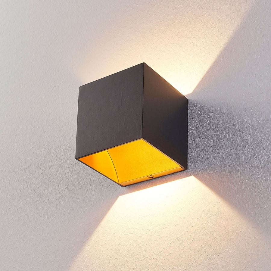 Applique murale LED Zuzana en aluminium, noir et orange, hauteur 9,7 cm