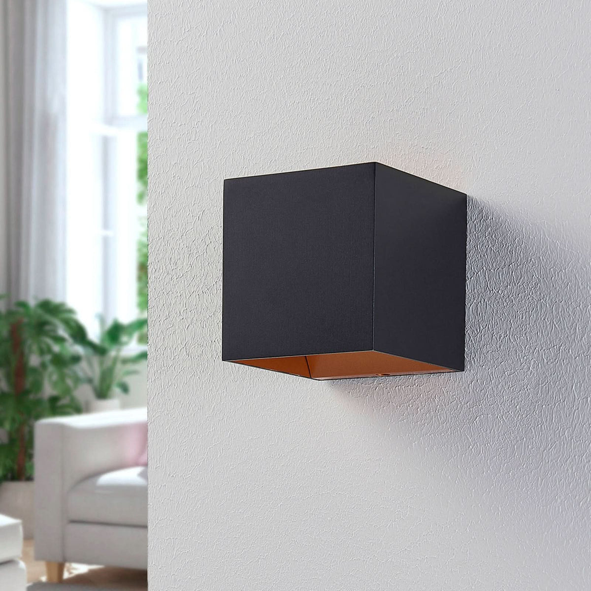Applique murale LED Zuzana en aluminium, noir et orange, hauteur 9,7 cm