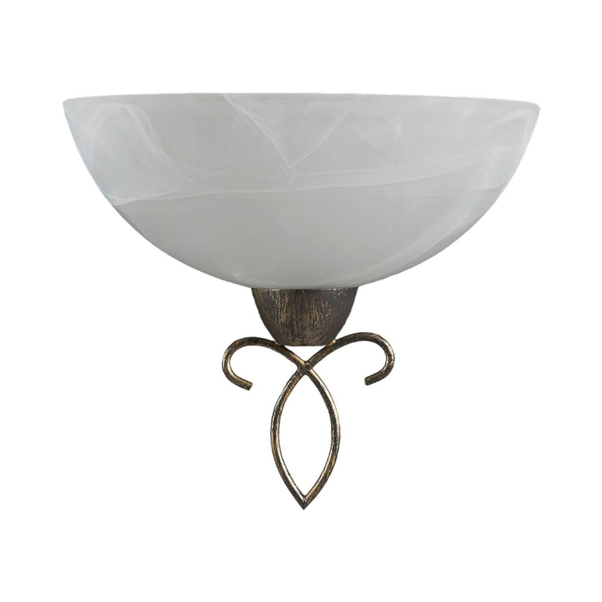 Applique murale en verre, noir doré brossé et albâtre, hauteur 22,5 cm