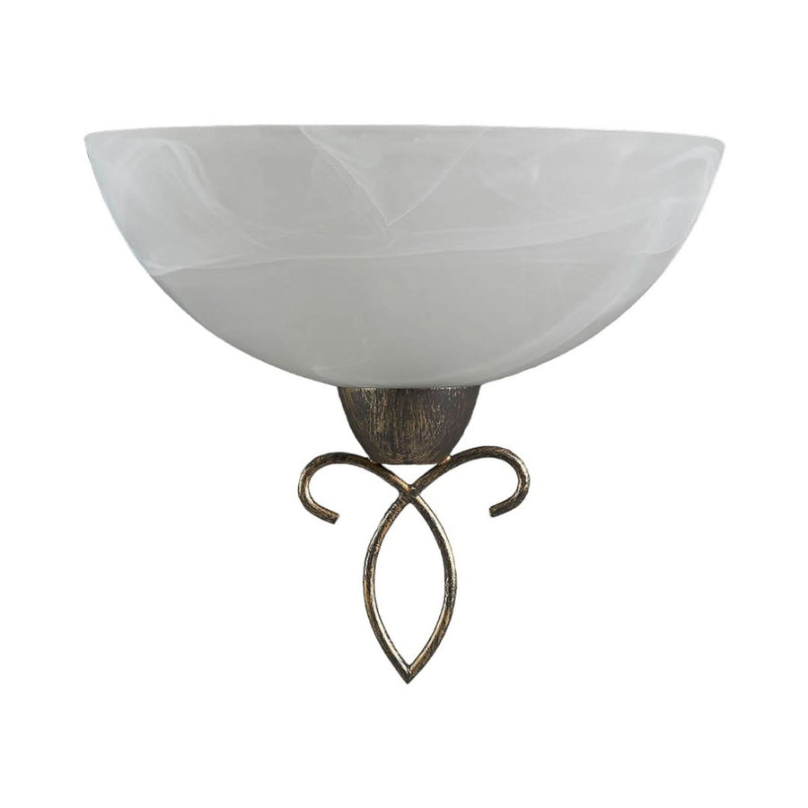 Applique murale en verre, noir doré brossé et albâtre, hauteur 22,5 cm