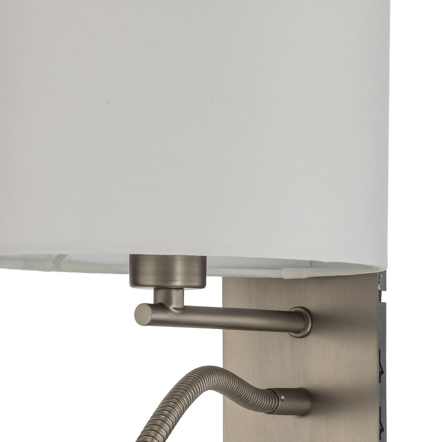 Applique murale Florens en tissu, blanc et nickel mat, hauteur 23,5 cm