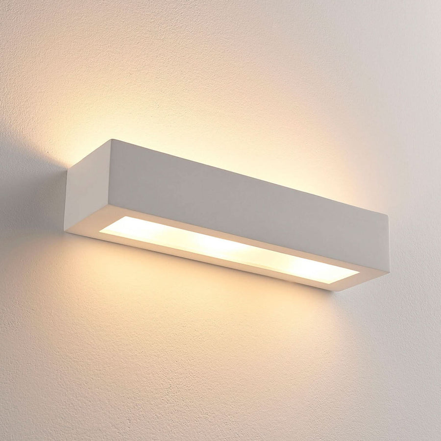 Applique murale Arya en plâtre, blanc, 2 lumières, hauteur 7 cm