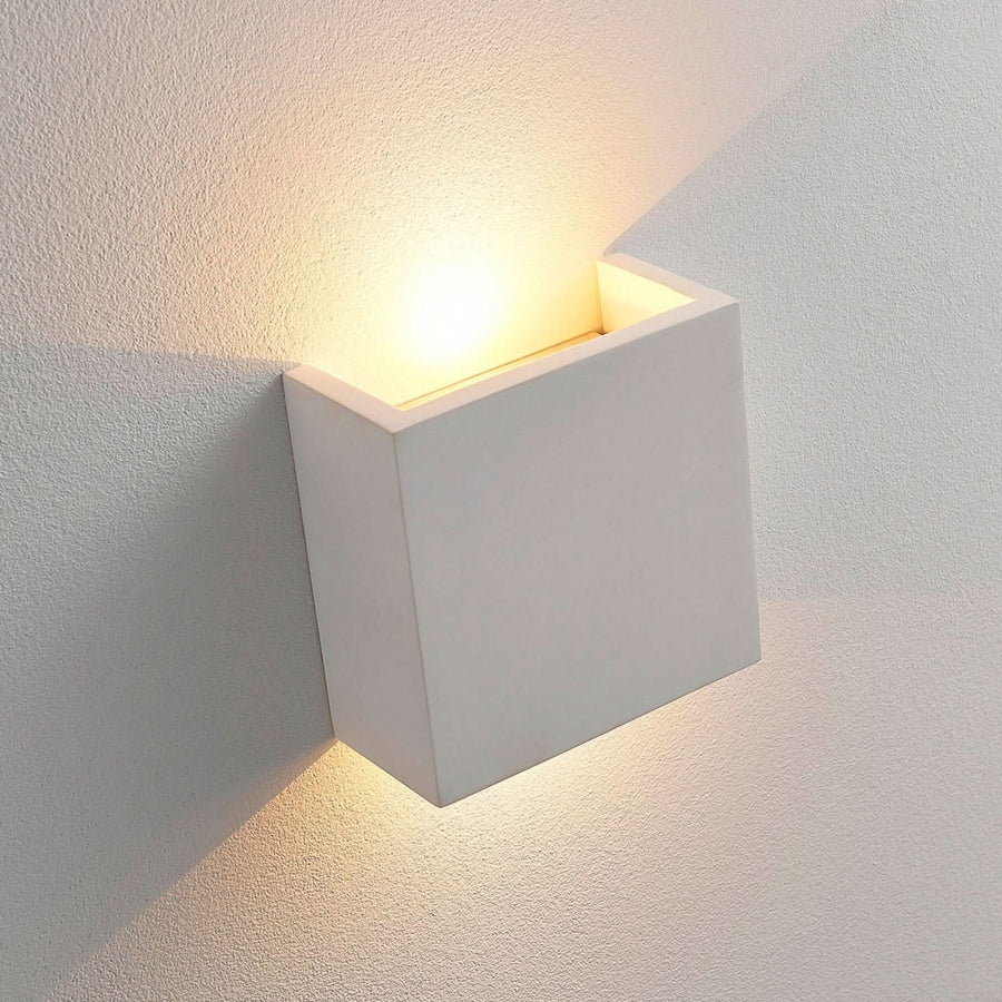 Applique murale LED Anneke en plâtre, blanc, hauteur 12,5 cm