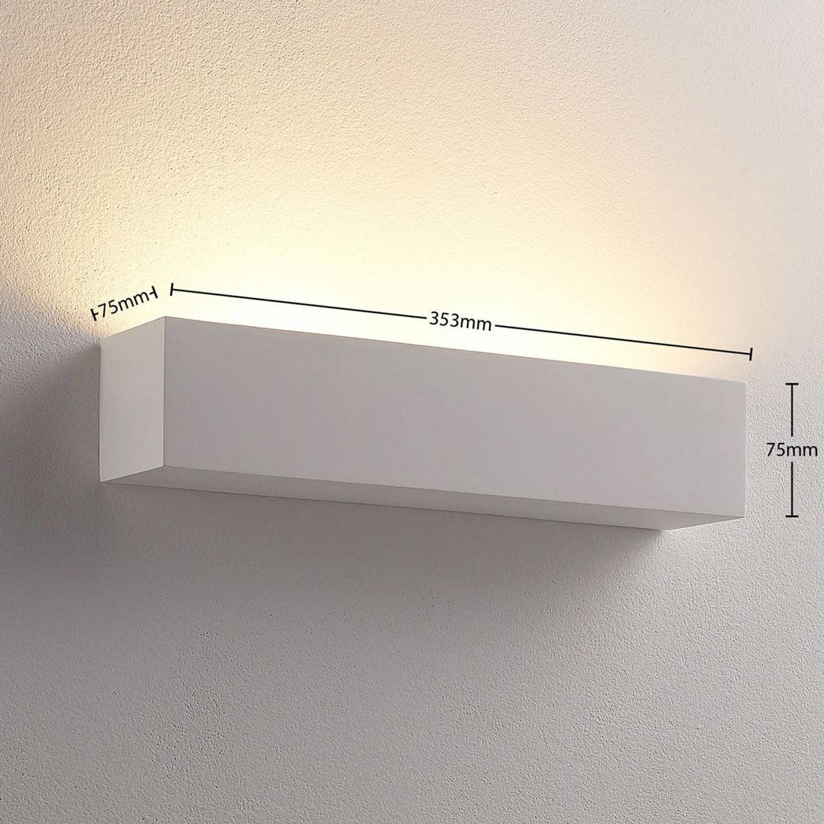 Applique murale Santino en plâtre, blanc, 2 lumières, hauteur 7,5 cm