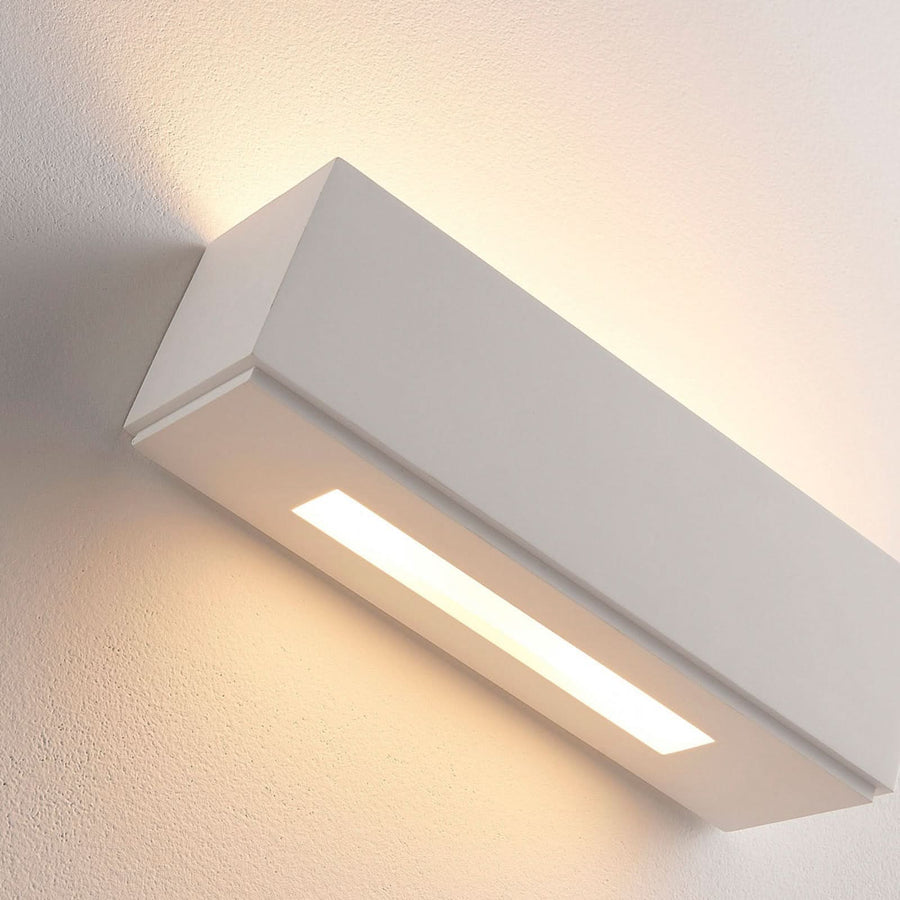 Applique murale Lidby Benno en plâtre, blanc, 2 lumières, hauteur 9 cm