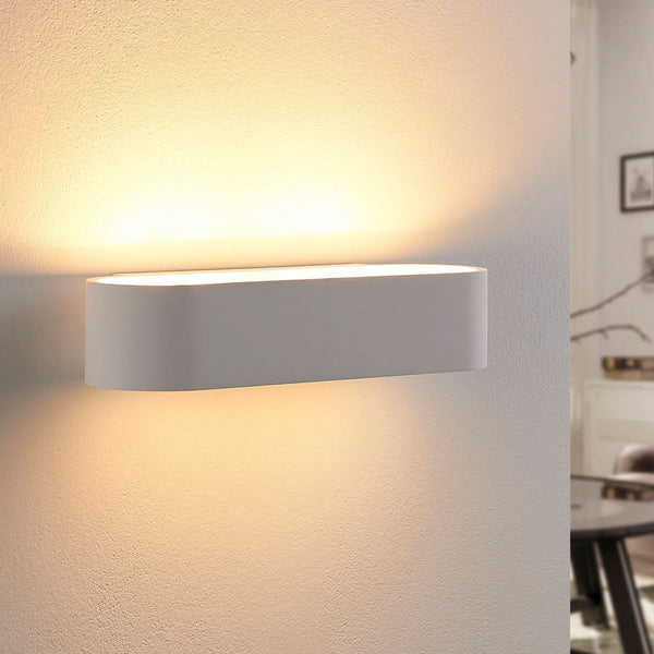 Applique murale Fioni en plâtre, blanc, 2 lumières, hauteur 6,5 cm