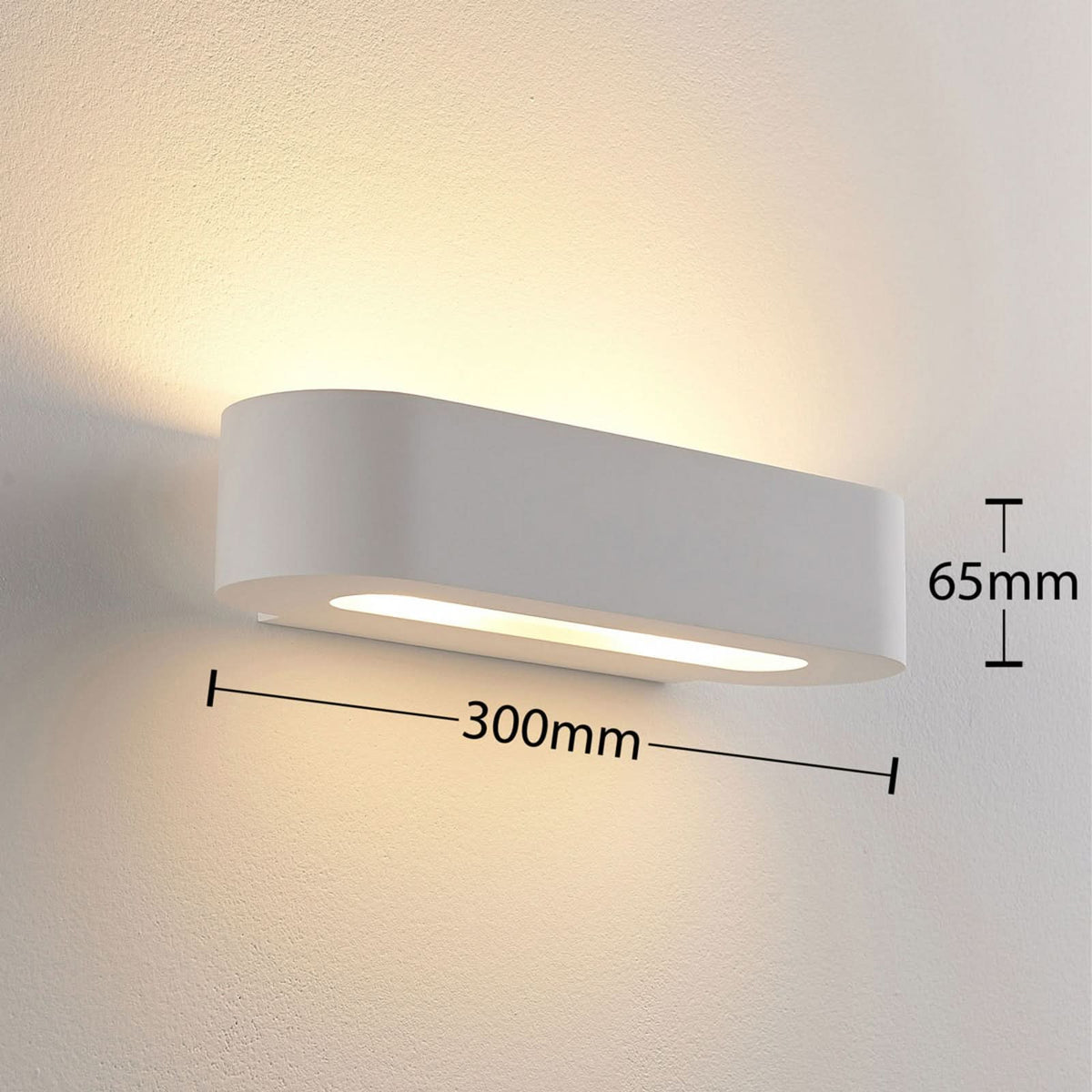 Applique murale Fioni en plâtre, blanc, 2 lumières, hauteur 6,5 cm