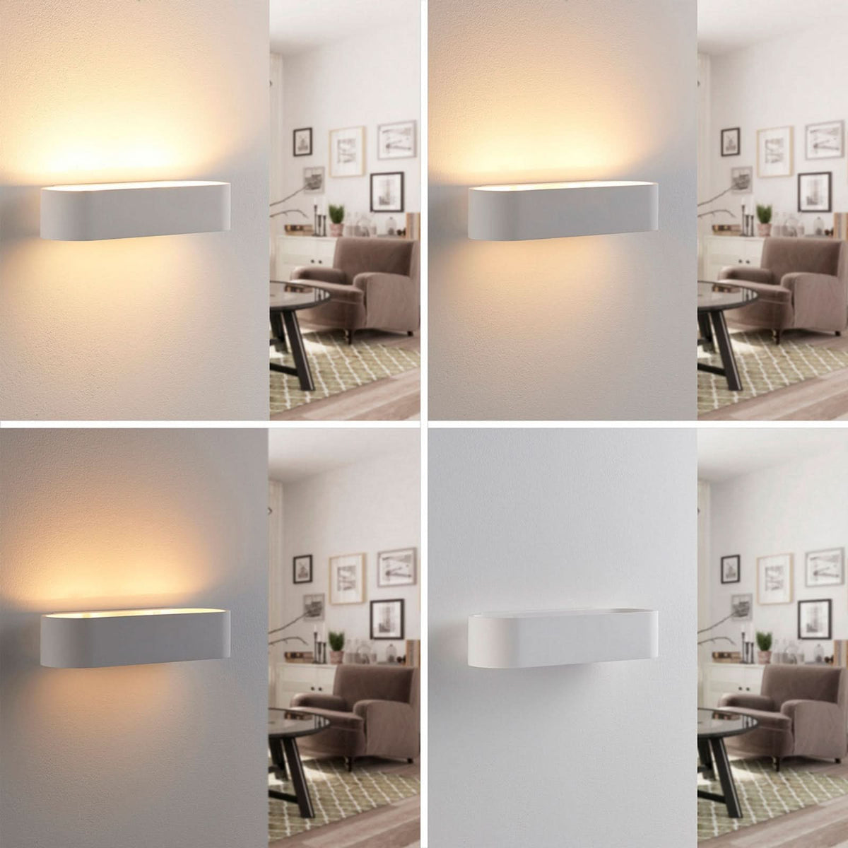 Applique murale Fioni en plâtre, blanc, 2 lumières, hauteur 6,5 cm