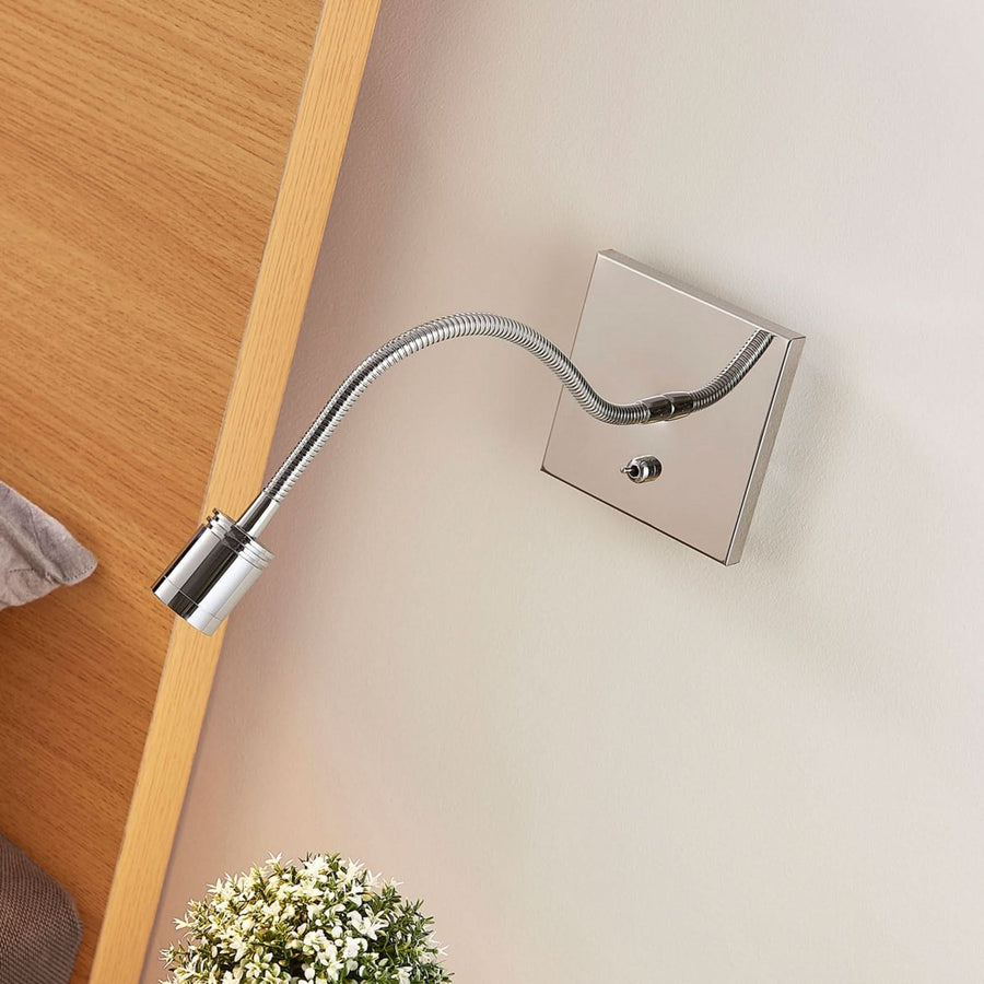 Applique murale LED Berfin en métal, chromé et transparent, hauteur 11 cm
