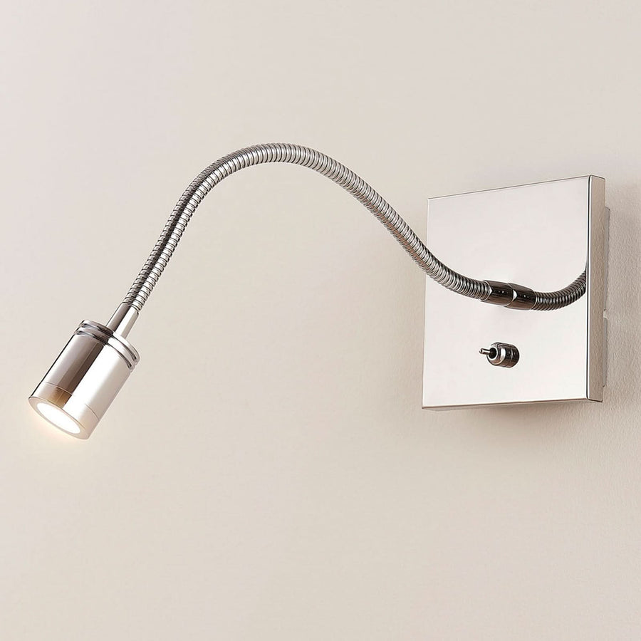 Applique murale LED Berfin en métal, chromé et transparent, hauteur 11 cm