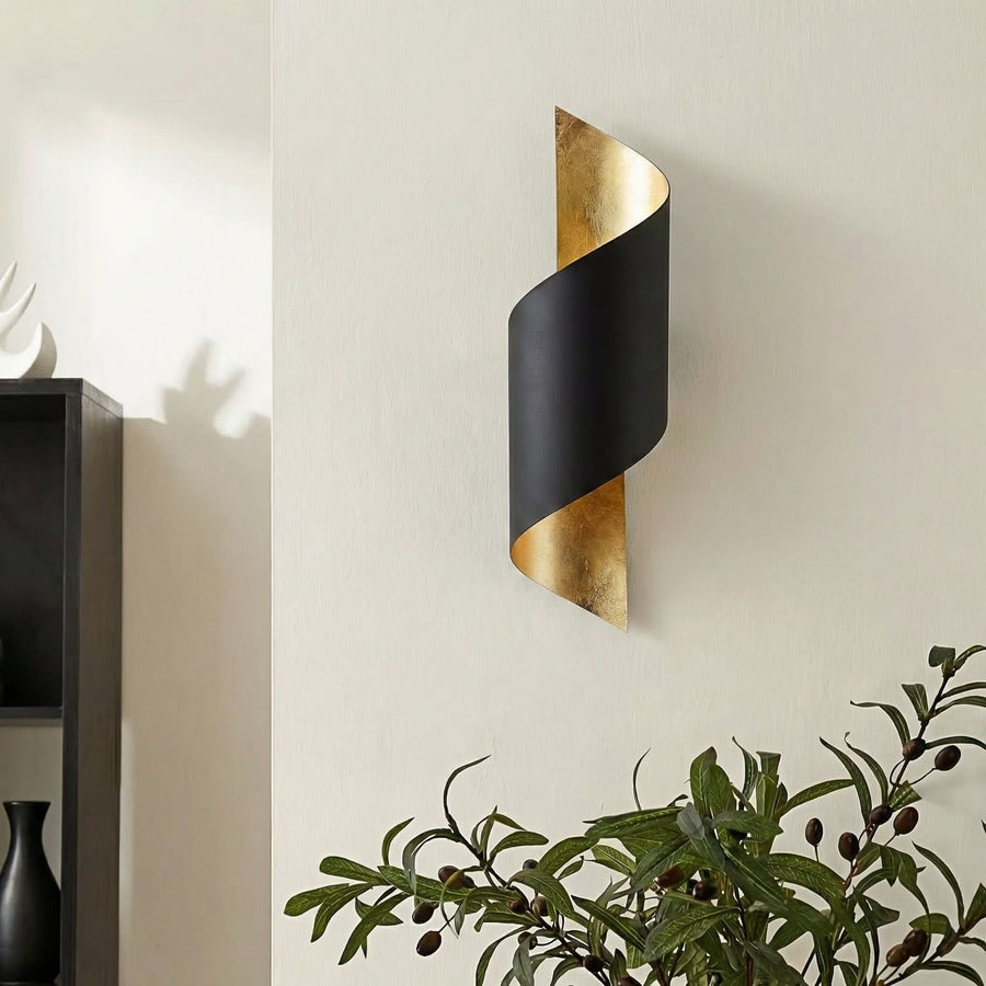 Applique murale Vanni en métal, noir et doré, hauteur 57 cm