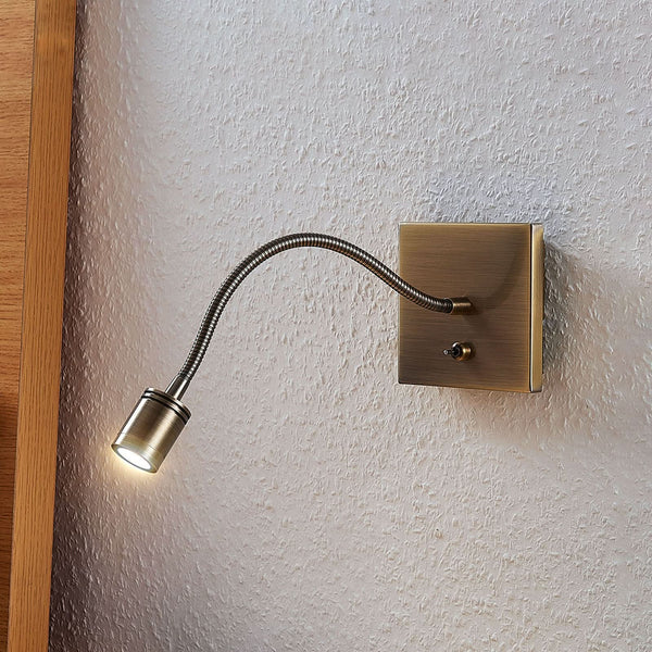 Applique murale LED Mayar en métal, laiton ancien, hauteur 11 cm