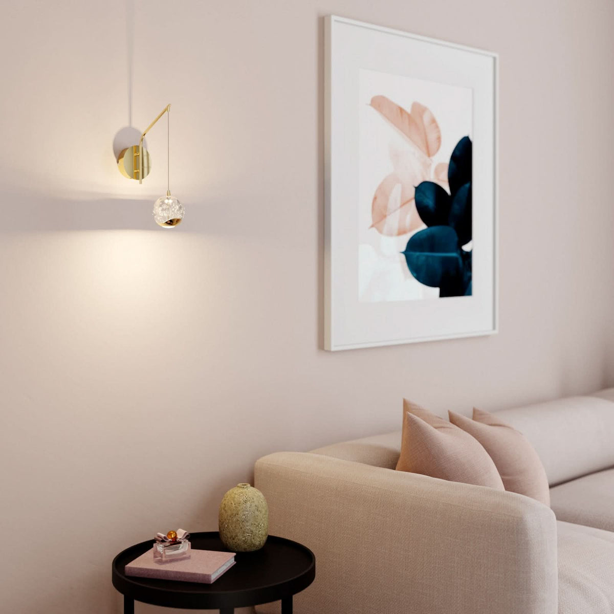 Applique murale LED Hayley en verre, transparent et doré, hauteur 34 cm