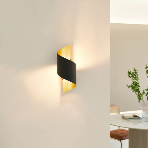 Applique murale Desirio en métal, noir et doré, hauteur 24 cm