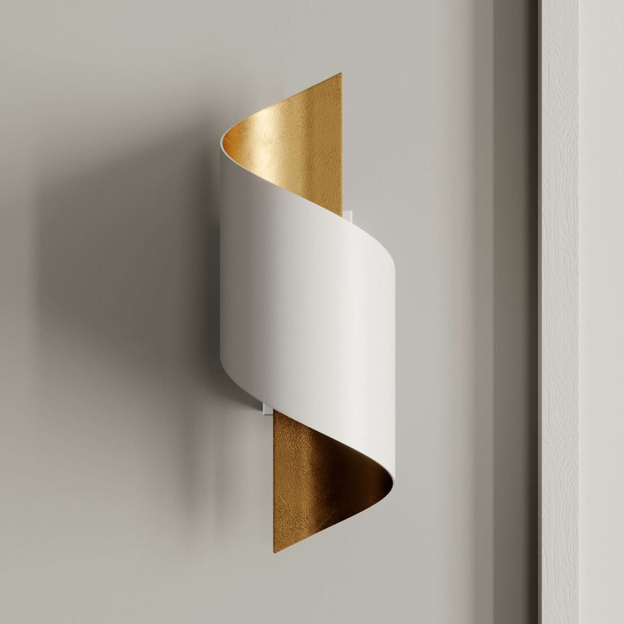 Applique murale Desirio en métal, blanc et doré, hauteur 24 cm