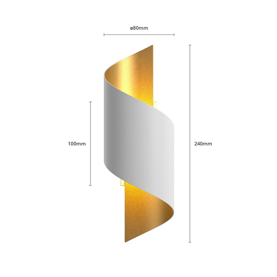 Applique murale Desirio en métal, blanc et doré, hauteur 24 cm