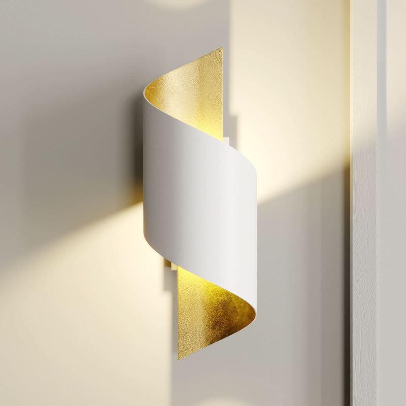 Applique murale Desirio en métal, blanc et doré, hauteur 24 cm