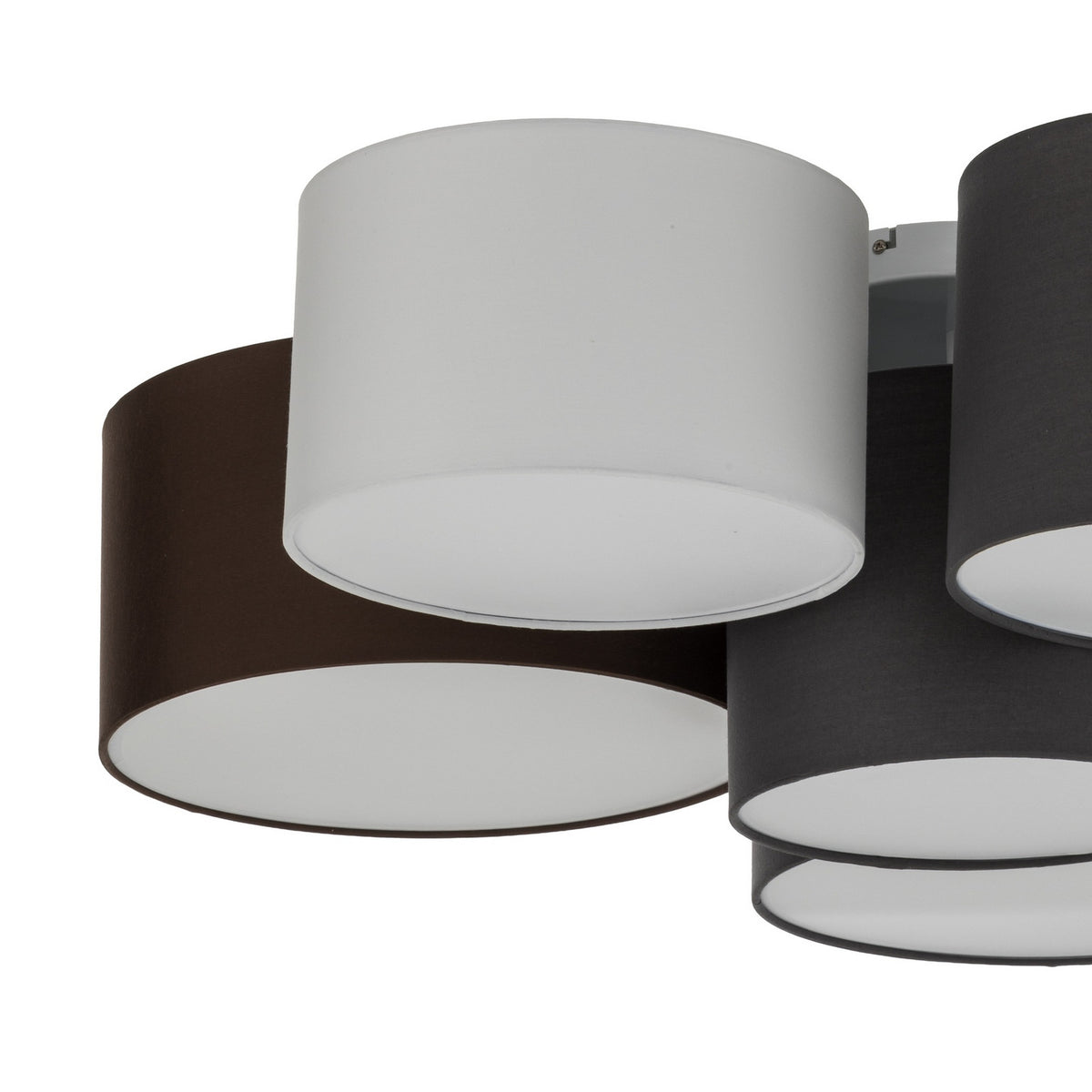 Plafonnier Laurenz en tissu, gris et blanc, 6 lumières, Ø 99 cm