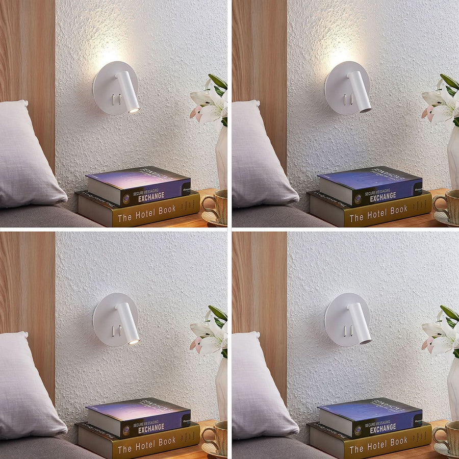 Applique murale LED en aluminium, blanc mat, 2 lumières, Ø 14 cm