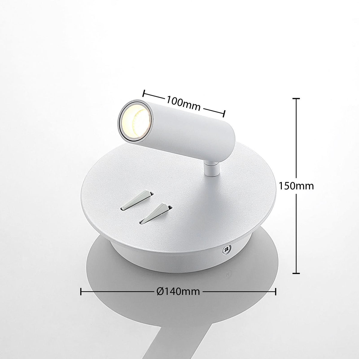 Applique murale LED en aluminium, blanc mat, 2 lumières, Ø 14 cm